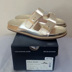 New Cole Haan Women's Marisol Footbed‎ Sandals Gold Size 7